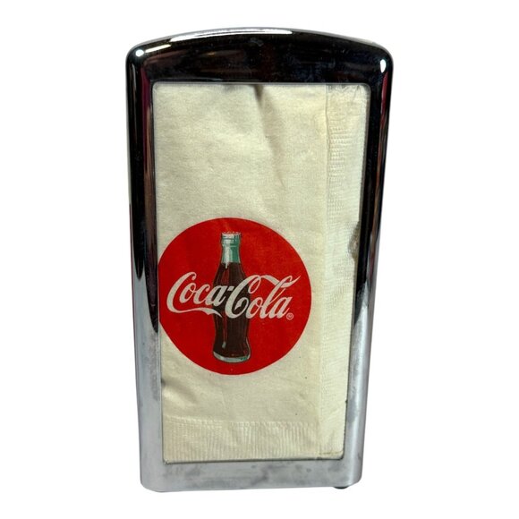 Vintage Coca-Cola Retro Napkin Dispenser Red & White Metal Diner Style - Picture 2 of 6